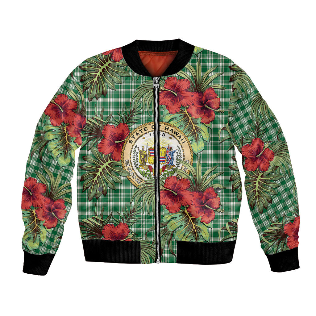 Vintage Hawaii Hibiscus Palaka Bomber Jacket Green Color