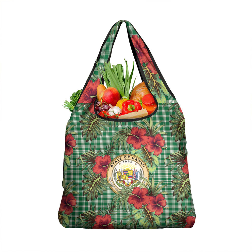 Vintage Hawaii Hibiscus Palaka Grocery Bag Green Color