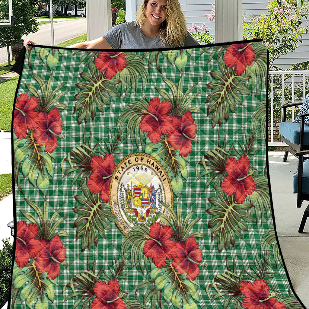 Vintage Hawaii Hibiscus Palaka Quilt Green Color LT19 Green - Polynesian Pride