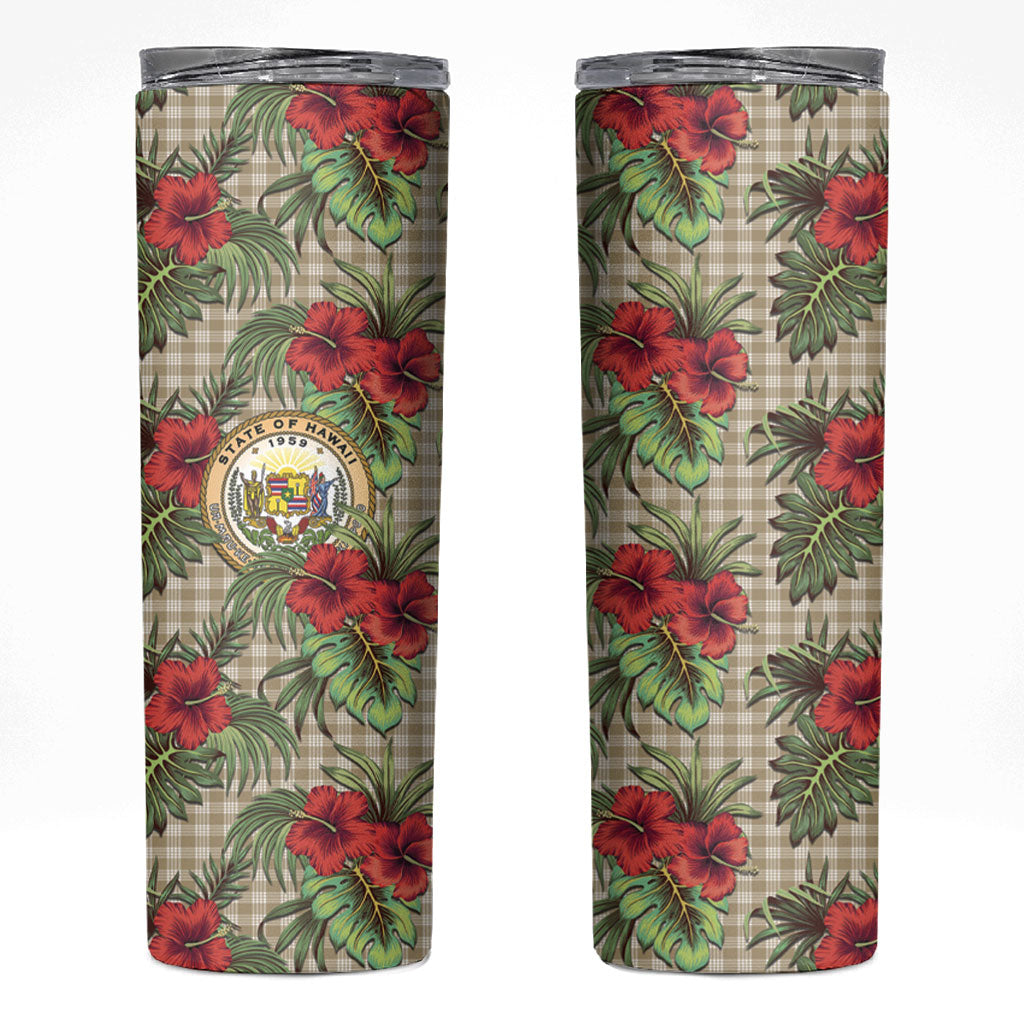 Vintage Hawaii Hibiscus Palaka Skinny Tumbler Khaki Color
