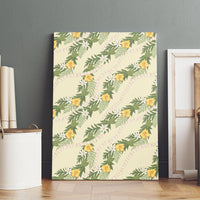 Hawaiian Pikake Maile Lei Canvas Wall Art Tiare Hibiscus Kalo Palapalai Leaf Beige