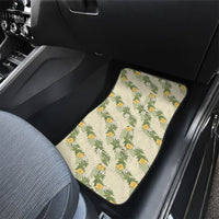 Hawaiian Pikake Maile Lei Car Mats Tiare Hibiscus Kalo Palapalai Leaf Beige