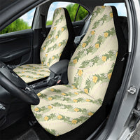 Hawaiian Pikake Maile Lei Car Seat Cover Tiare Hibiscus Kalo Palapalai Leaf Beige