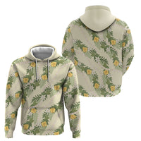 Hawaiian Pikake Maile Lei Hoodie Tiare Hibiscus Kalo Palapalai Leaf Beige