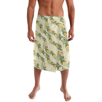 Hawaiian Pikake Maile Lei Lavalava Tiare Hibiscus Kalo Palapalai Leaf Beige