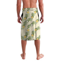 Hawaiian Pikake Maile Lei Lavalava Tiare Hibiscus Kalo Palapalai Leaf Beige