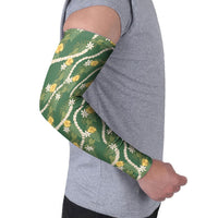 Hawaiian Pikake Maile Lei Arm Sleeves Tiare Hibiscus Kalo Palapalai Leaf Green