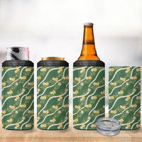 Hawaiian Pikake Maile Lei 4 in 1 Can Cooler Tumbler Tiare Hibiscus Kalo Palapalai Leaf Green LT19 - Polynesian Pride