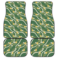 Hawaiian Pikake Maile Lei Car Mats Tiare Hibiscus Kalo Palapalai Leaf Green