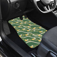 Hawaiian Pikake Maile Lei Car Mats Tiare Hibiscus Kalo Palapalai Leaf Green