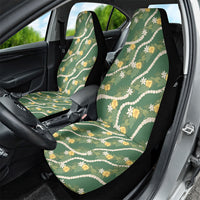 Hawaiian Pikake Maile Lei Car Seat Cover Tiare Hibiscus Kalo Palapalai Leaf Green