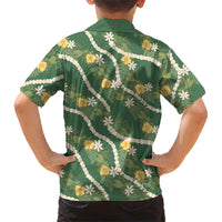 Hawaiian Pikake Maile Lei Family Matching Mermaid Dress and Hawaiian Shirt Tiare Hibiscus Kalo Palapalai Leaf Green LT19 - Polynesian Pride