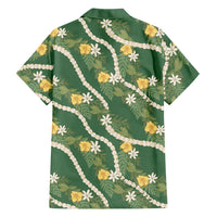 Hawaiian Pikake Maile Lei Family Matching Puletasi and Hawaiian Shirt Tiare Hibiscus Kalo Palapalai Leaf Green LT19 - Polynesian Pride