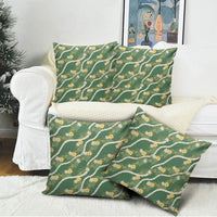 Hawaiian Pikake Maile Lei Pillow Cover Tiare Hibiscus Kalo Palapalai Leaf Green