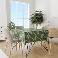 Hawaiian Pikake Maile Lei Tablecloth Tiare Hibiscus Kalo Palapalai Leaf Green