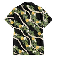 Hawaiian Pikake Maile Lei Family Matching Puletasi and Hawaiian Shirt Tiare Hibiscus Kalo Palapalai Leaf Black LT19 - Polynesian Pride