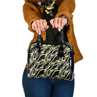 Hawaiian Pikake Maile Lei Shoulder Handbag Tiare Hibiscus Kalo Palapalai Leaf Black