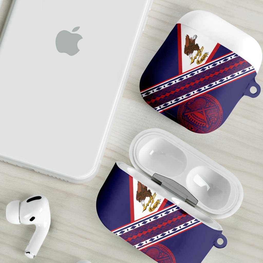 American Samoa Flag Day AirPods Case Polynesian Tribal Tattoo Eagle Art