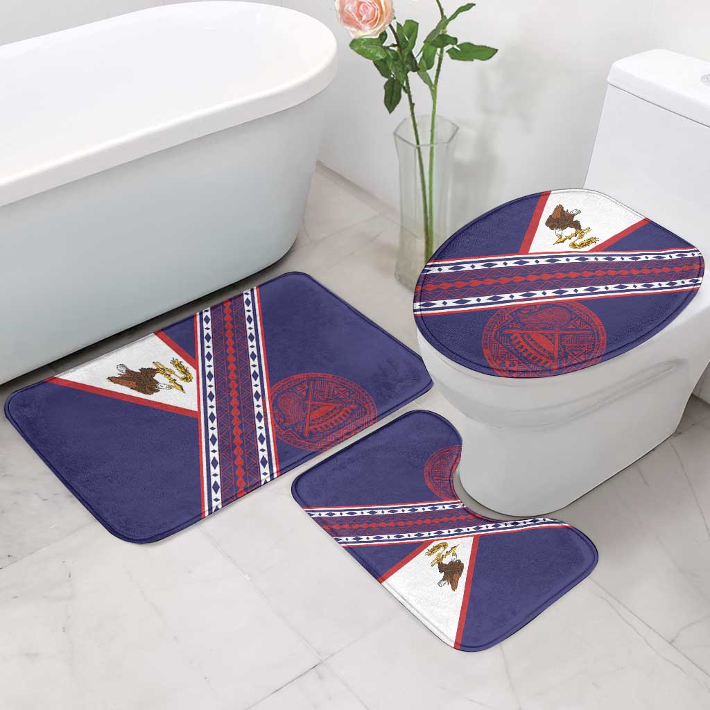 American Samoa Flag Day Bathroom Set Polynesian Tribal Tattoo Eagle Art