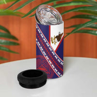 American Samoa Flag Day 4 in 1 Can Cooler Tumbler Polynesian Tribal Tattoo Eagle Art