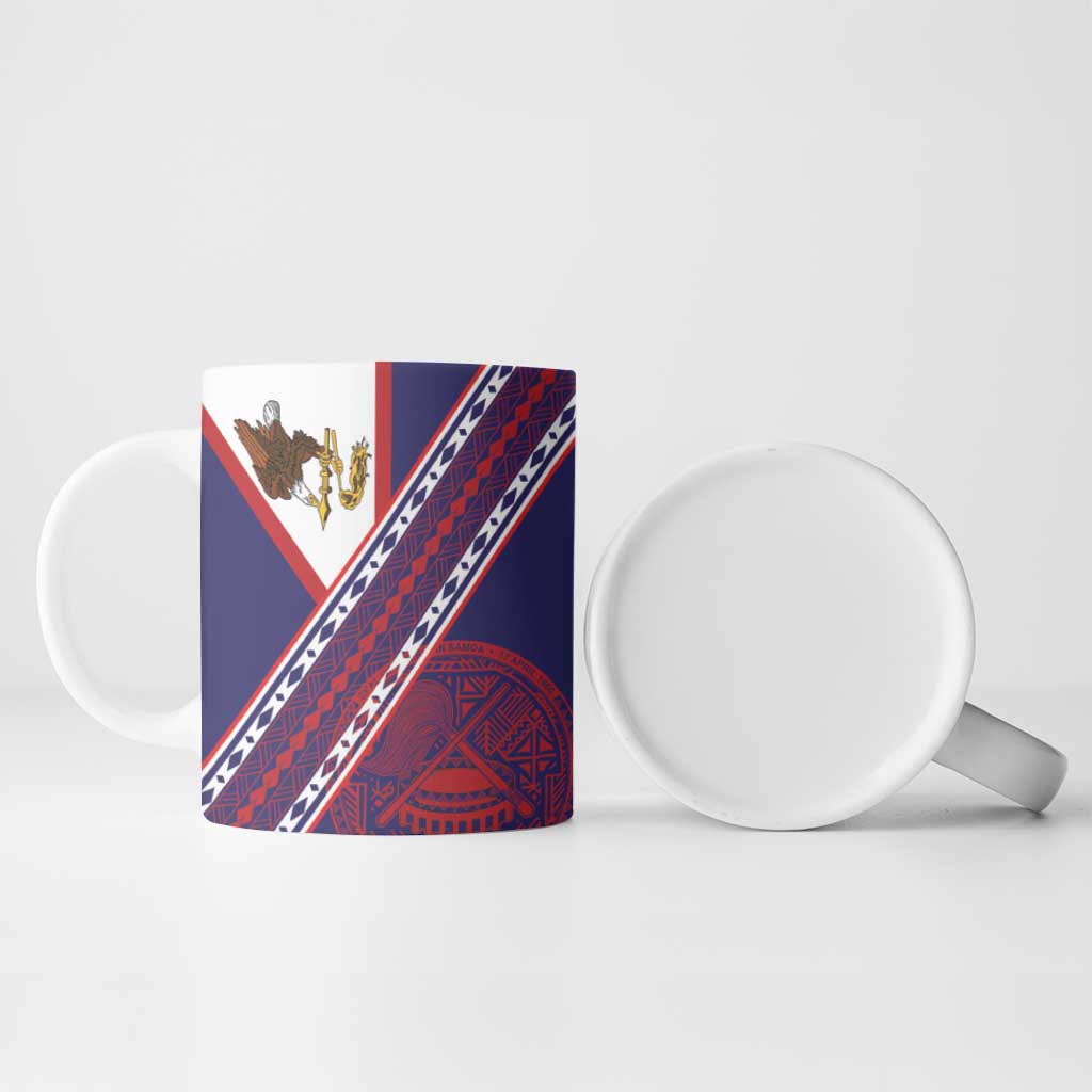 American Samoa Flag Day Ceramic Mug Polynesian Tribal Tattoo Eagle Art