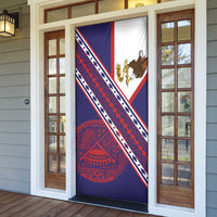 American Samoa Flag Day Door Cover Polynesian Tribal Tattoo Eagle Art