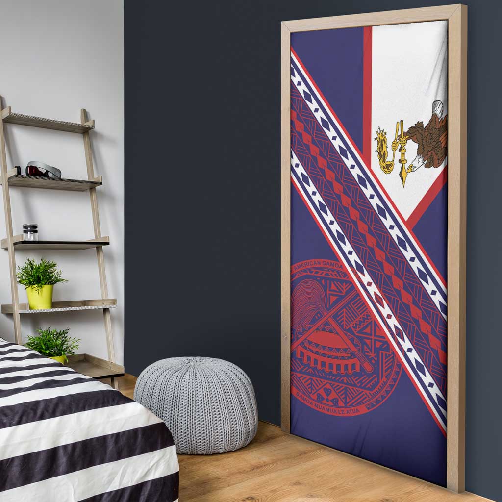 American Samoa Flag Day Door Cover Polynesian Tribal Tattoo Eagle Art