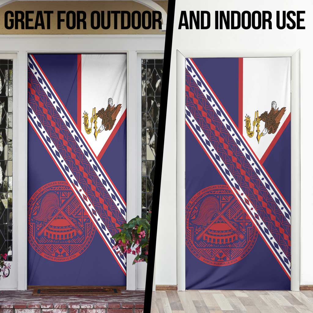 American Samoa Flag Day Door Cover Polynesian Tribal Tattoo Eagle Art