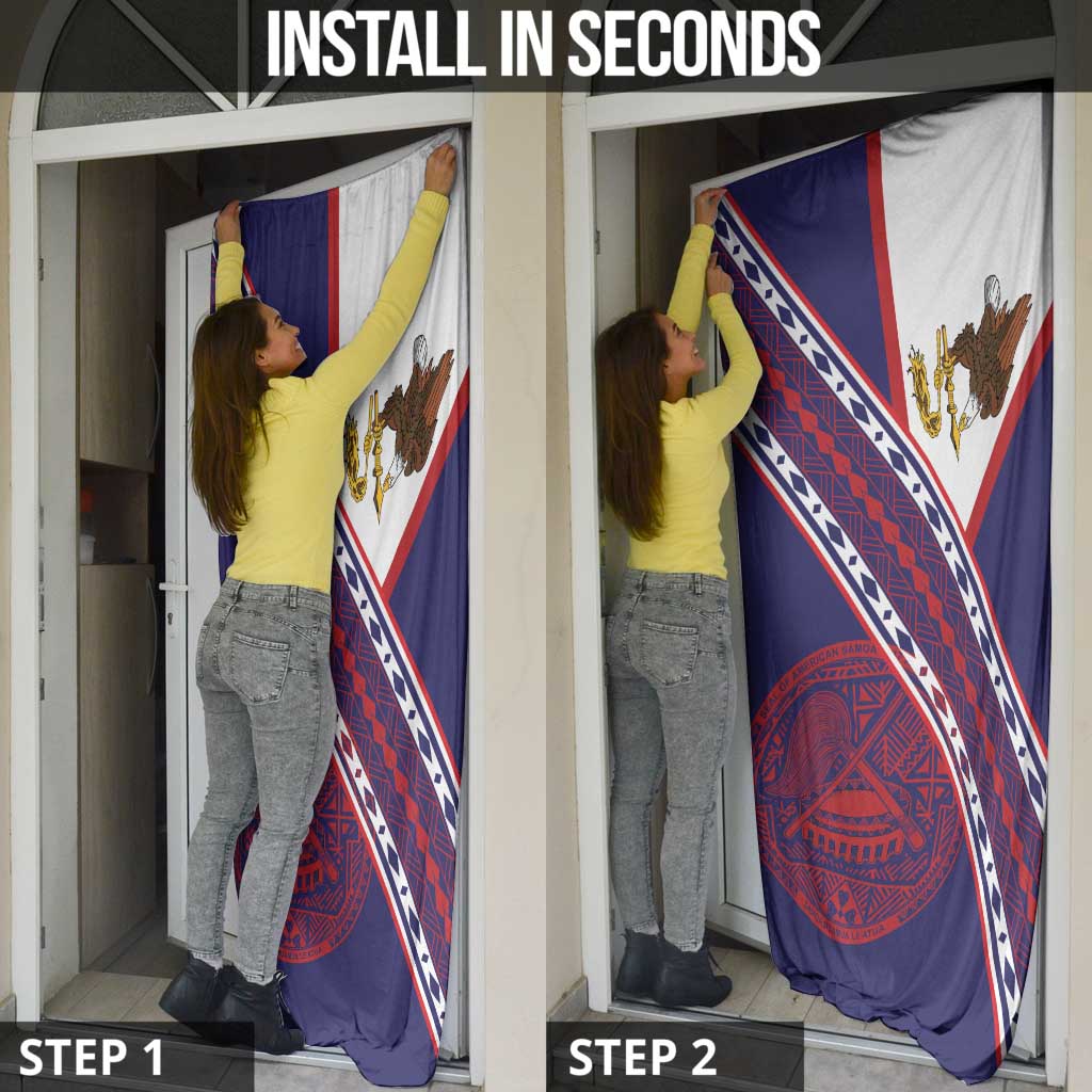 American Samoa Flag Day Door Cover Polynesian Tribal Tattoo Eagle Art