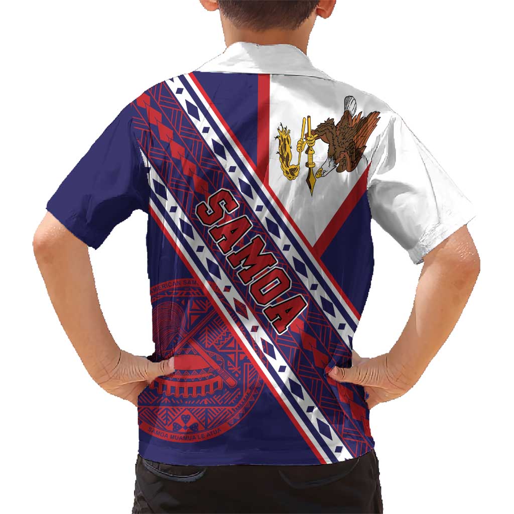 American Samoa Flag Day Kid Hawaiian Shirt Polynesian Tribal Tattoo Eagle Art