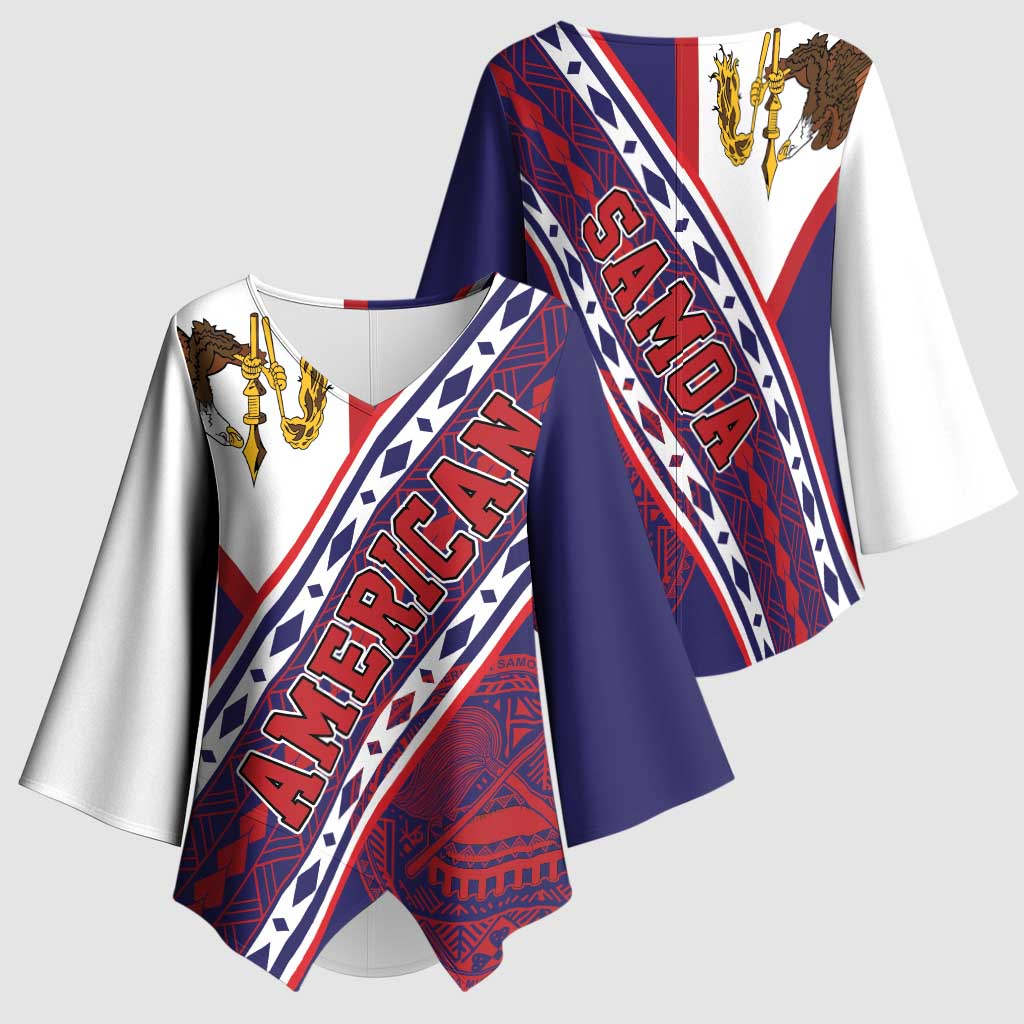 American Samoa Flag Day Kimono Sleeve Blouse Polynesian Tribal Tattoo Eagle Art