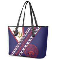 American Samoa Flag Day Leather Tote Bag Polynesian Tribal Tattoo Eagle Art