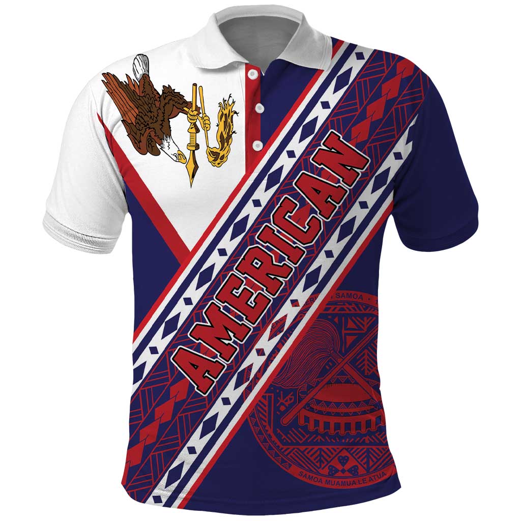 American Samoa Flag Day Polo Shirt Polynesian Tribal Tattoo Eagle Art