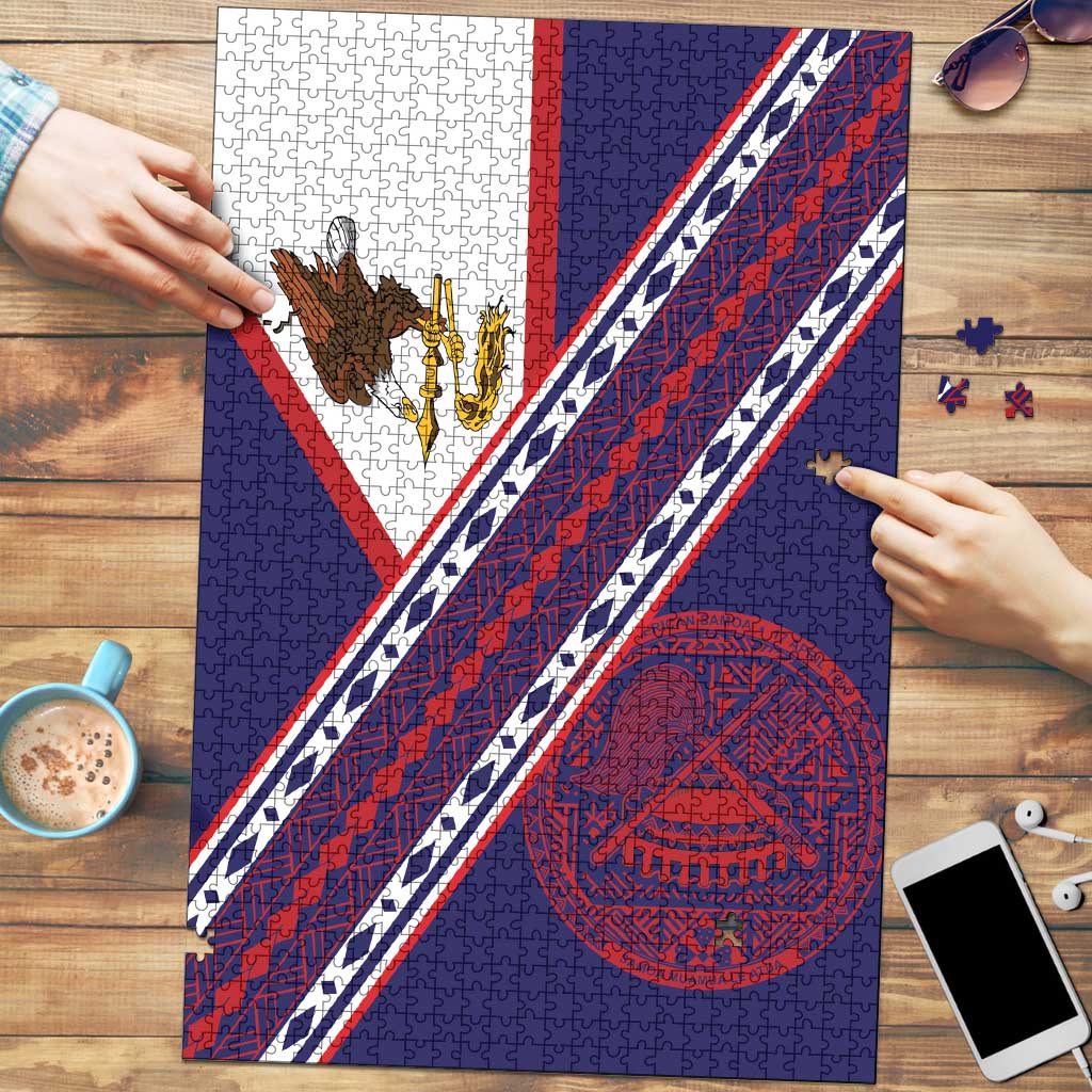 American Samoa Flag Day Puzzle Polynesian Tribal Tattoo Eagle Art