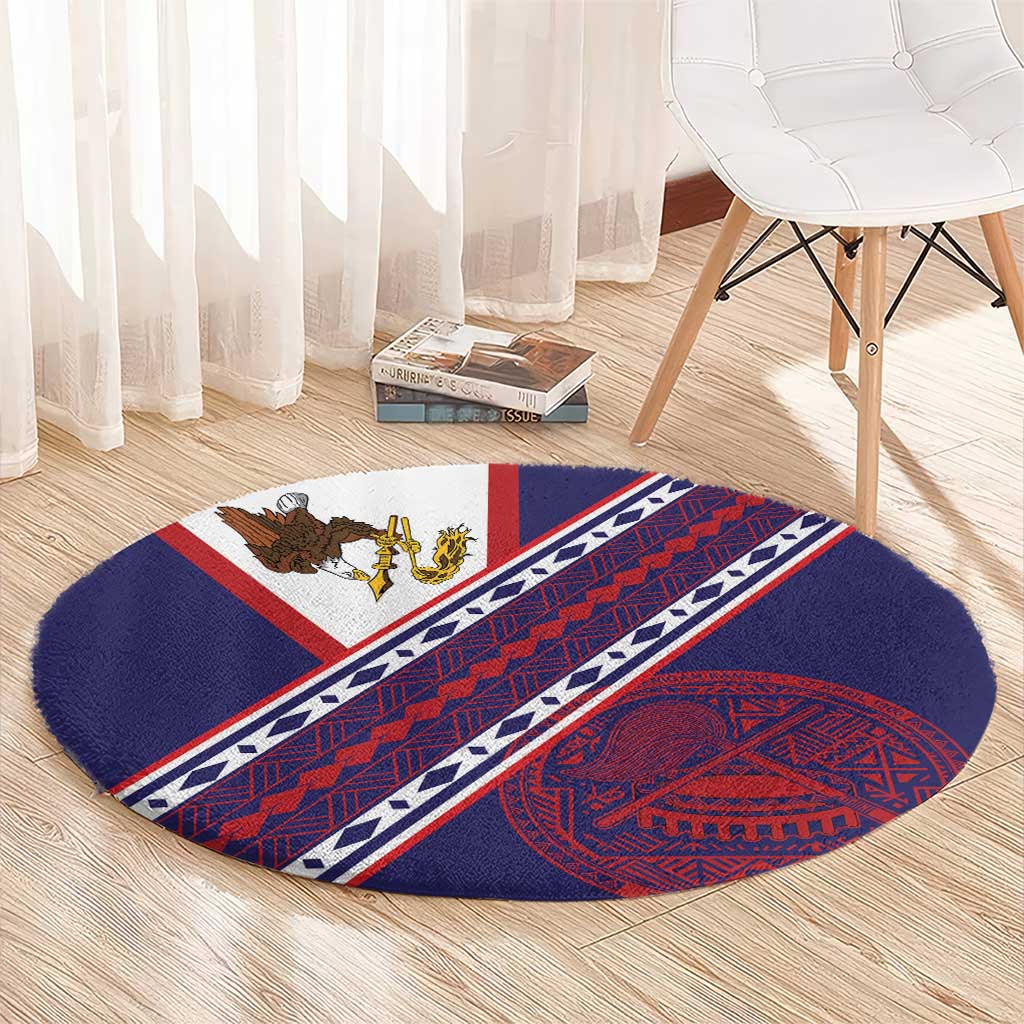American Samoa Flag Day Round Carpet Polynesian Tribal Tattoo Eagle Art