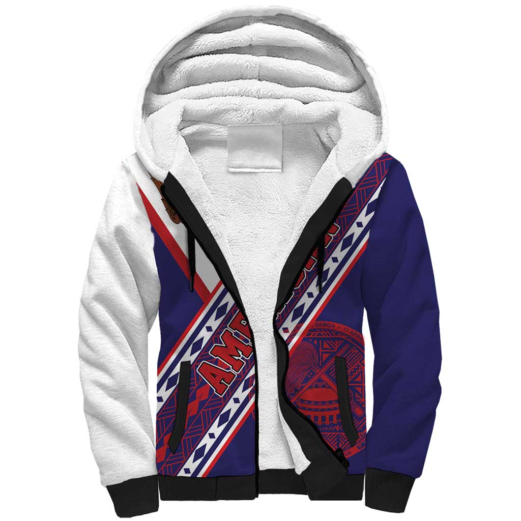American Samoa Flag Day Sherpa Hoodie Polynesian Tribal Tattoo Eagle Art