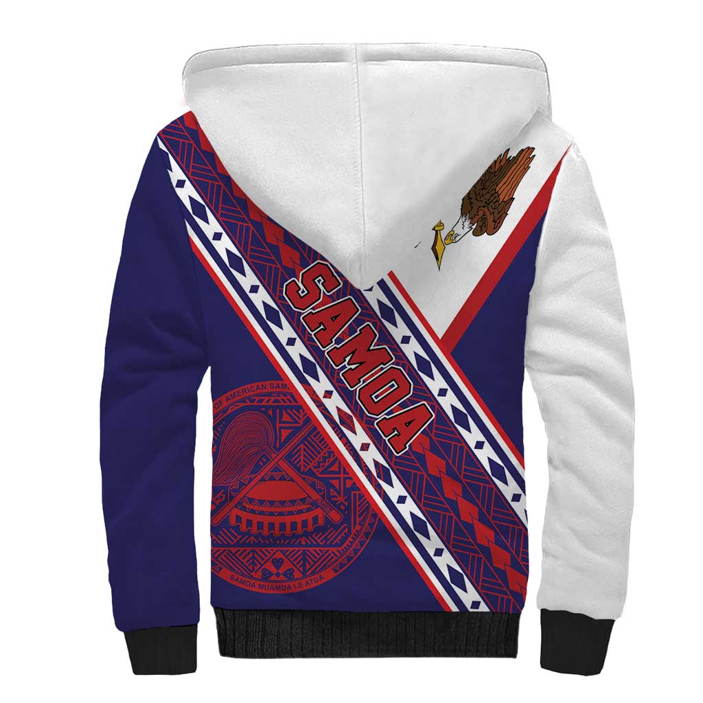 American Samoa Flag Day Sherpa Hoodie Polynesian Tribal Tattoo Eagle Art