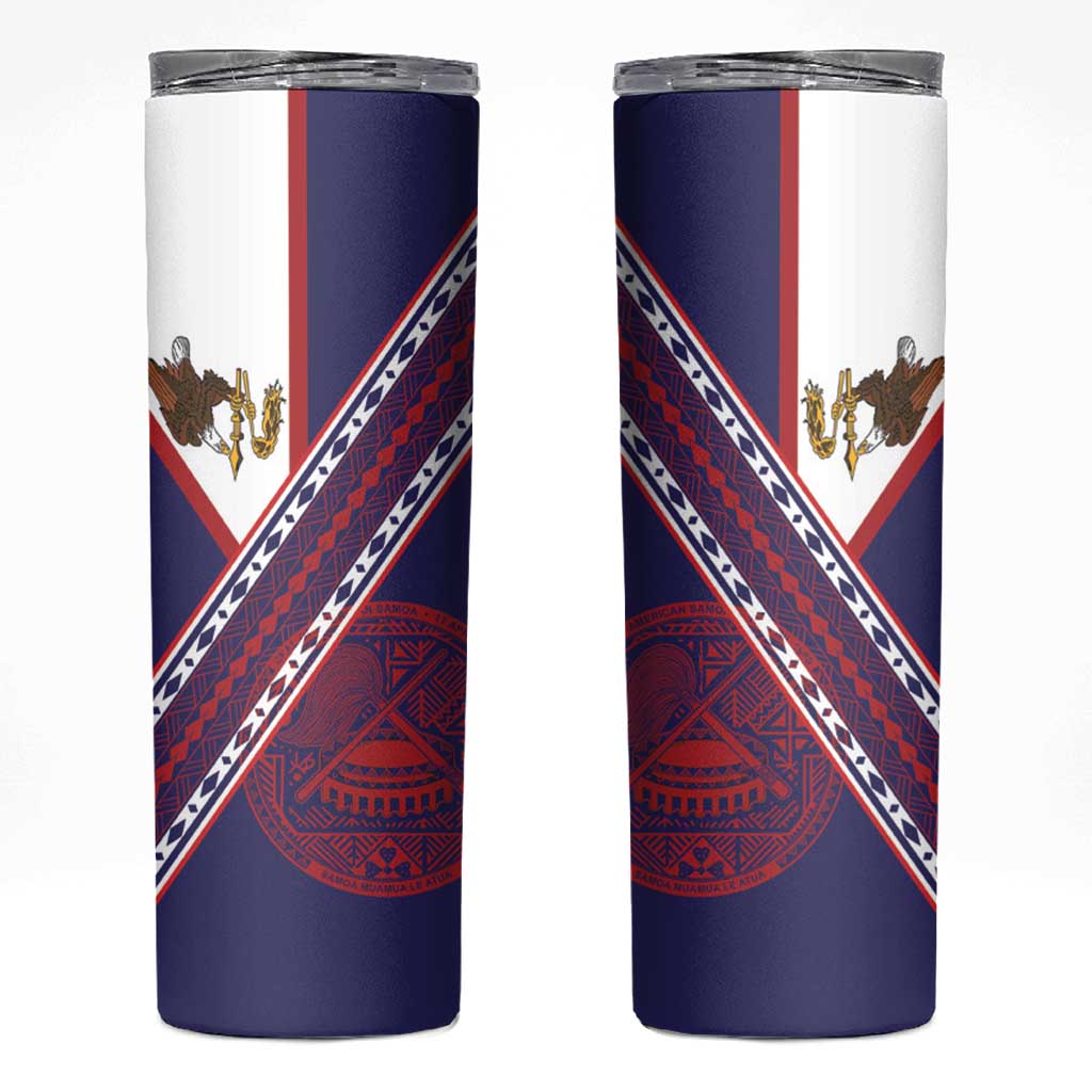 American Samoa Flag Day Skinny Tumbler Polynesian Tribal Tattoo Eagle Art