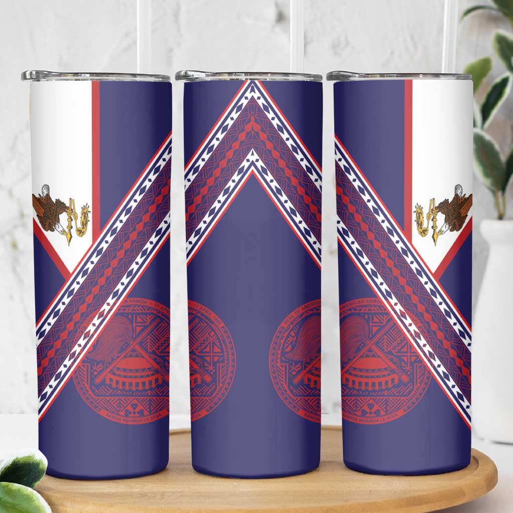 American Samoa Flag Day Skinny Tumbler Polynesian Tribal Tattoo Eagle Art