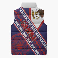 American Samoa Flag Day Sleeveless Puffer Jacket Polynesian Tribal Tattoo Eagle Art