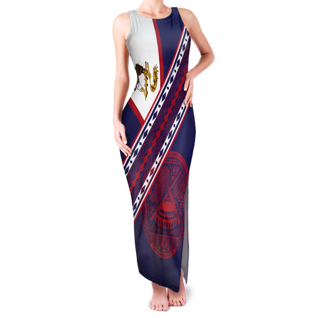 American Samoa Flag Day Tank Maxi Dress Polynesian Tribal Tattoo Eagle Art