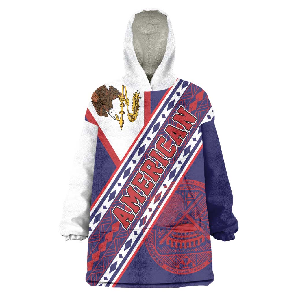 American Samoa Flag Day Wearable Blanket Hoodie Polynesian Tribal Tattoo Eagle Art