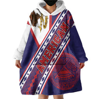 American Samoa Flag Day Wearable Blanket Hoodie Polynesian Tribal Tattoo Eagle Art