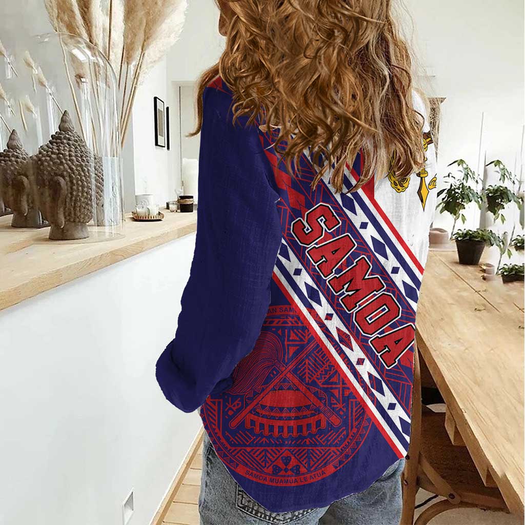 American Samoa Flag Day Women Casual Shirt Polynesian Tribal Tattoo Eagle Art