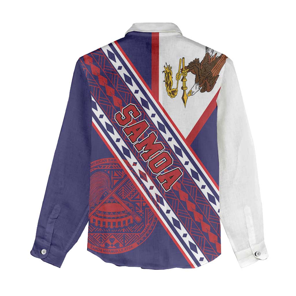 American Samoa Flag Day Women Casual Shirt Polynesian Tribal Tattoo Eagle Art