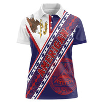 American Samoa Flag Day Women Polo Shirt Polynesian Tribal Tattoo Eagle Art