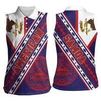 American Samoa Flag Day Women Sleeveless Polo Shirt Polynesian Tribal Tattoo Eagle Art