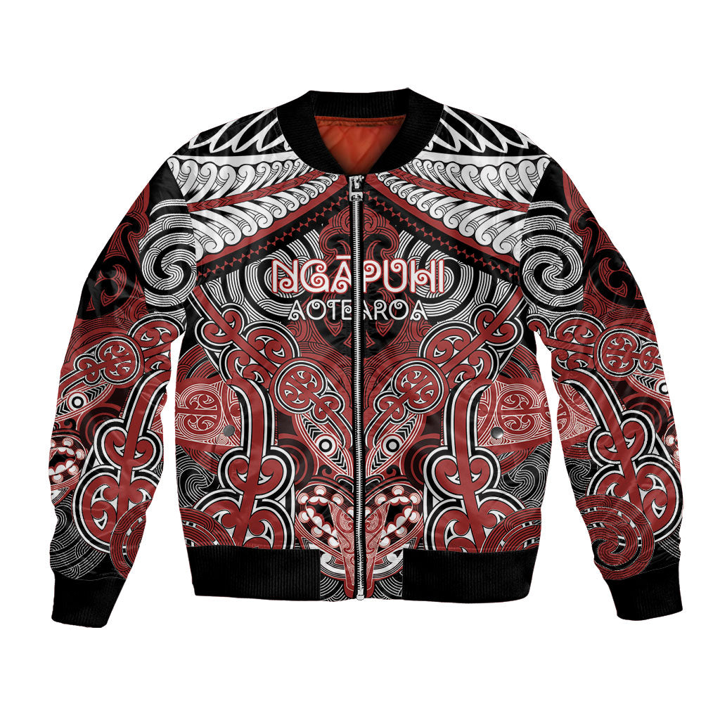Aotearoa Iwi Ngapuhi Personalised Bomber Jacket Maori Kowhaiwhai Pattern LT19 Unisex Red - Polynesian Pride