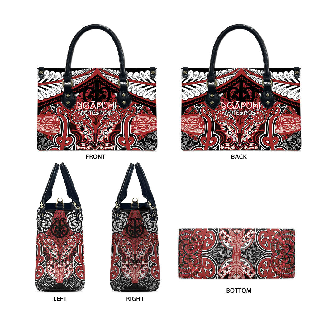 Aotearoa Iwi Ngapuhi Leather Bag Maori Kowhaiwhai Pattern LT19 - Polynesian Pride