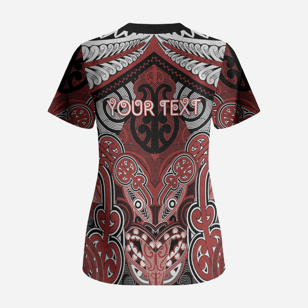 Aotearoa Iwi Ngapuhi Personalised Scrub Top Maori Kowhaiwhai Pattern LT19 - Polynesian Pride